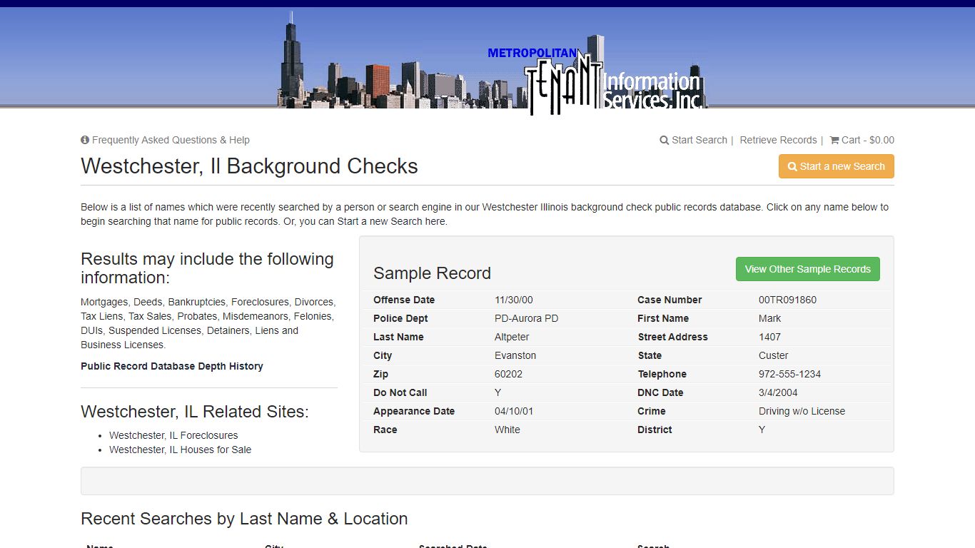Westchester, IL Background Checks - Public records