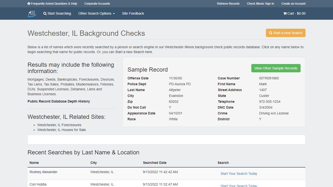 Westchester, IL Background Checks - Public records