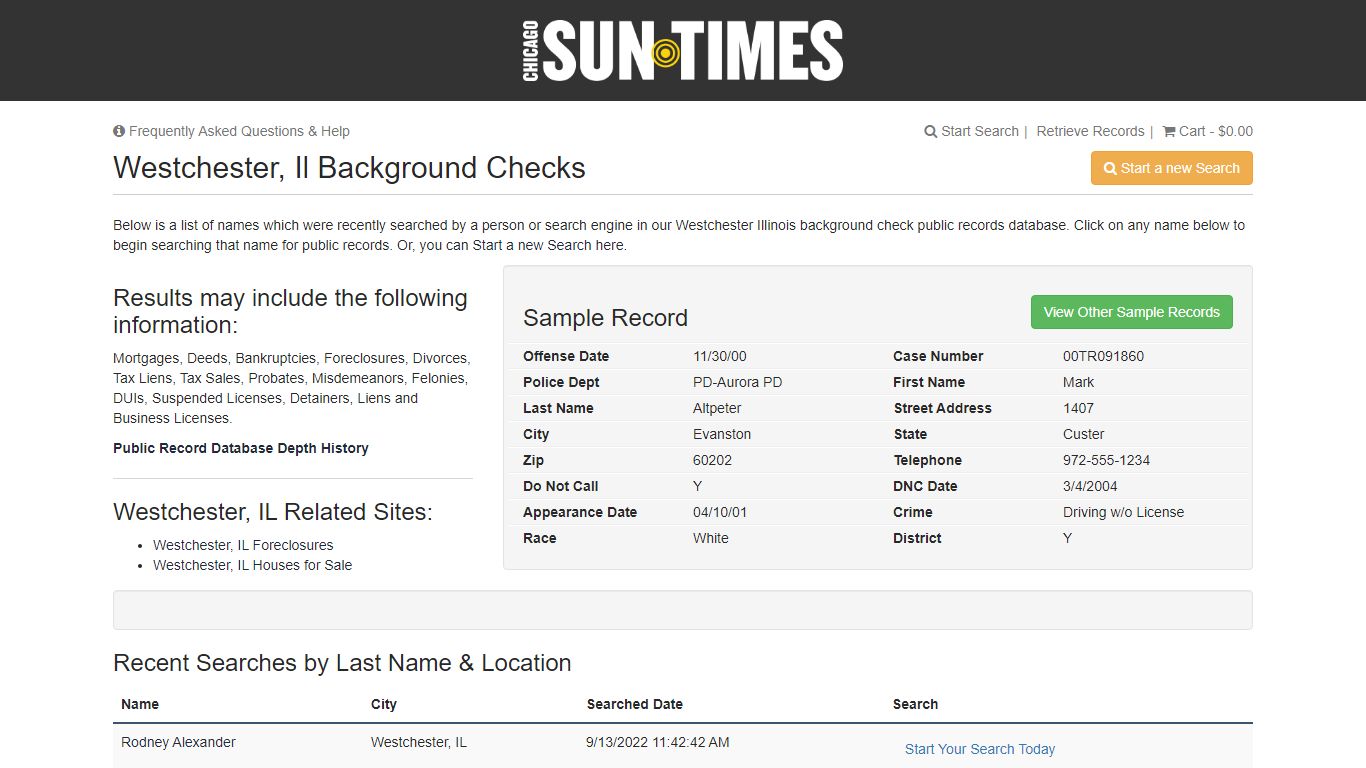 Westchester, IL Background Checks - Public records